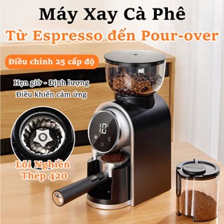 Máy Xay Cà Phê Mẫu HB683 25 mức độ xay Màn hình hiển thị LCD Phù hợp với tay cầm 51/53mm Dùng cho gia đình/nhà hàng/bar