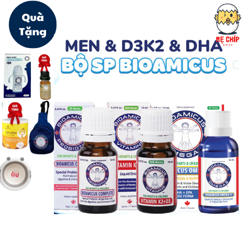 Bộ Ba BioAmicus Cho Bé - BioAmicus Complete 10 Chủng & BioAmicus Vitamin K2 & D3 & BioAmicus Omega-3