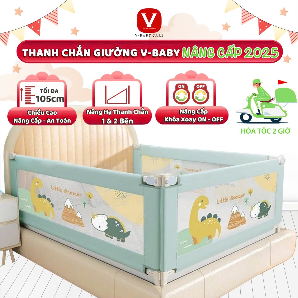 [HỎA TỐC] Thanh Chắn Giường Cho Bé V-BABY New 2026 - 1 Thanh Chắn 1 Mặt