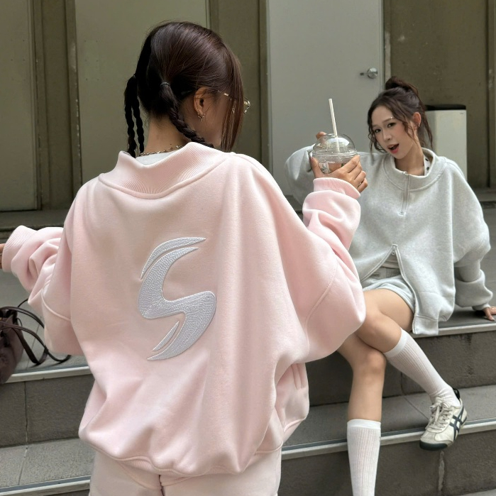 Set Bộ Nỉ Sweater Zip 2 Chiều Logo Thêu Boxy, Quần Short Nỉ Freesize Form Rộng Nhiều Màu SSSTore.Aesthetic | BigBuy360 - bigbuy360.vn
