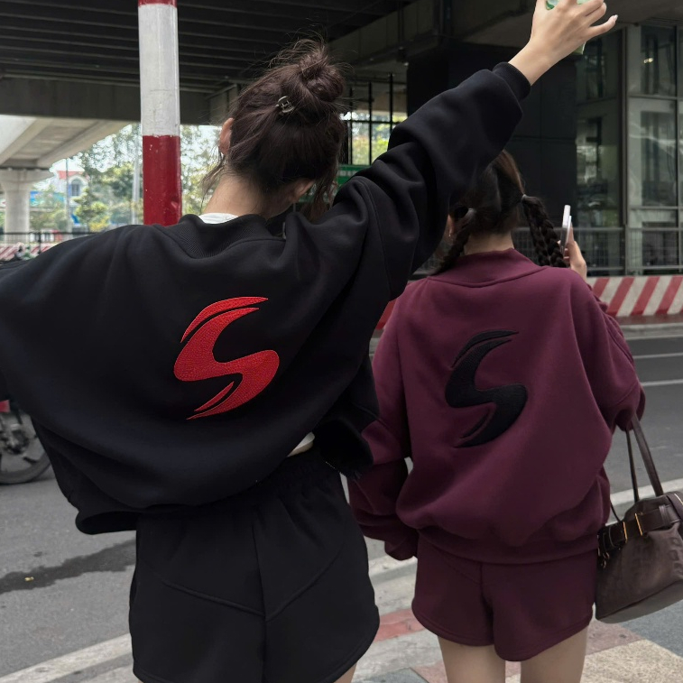 Set Bộ Nỉ Sweater Zip 2 Chiều Logo Thêu Boxy, Quần Short Nỉ Freesize Form Rộng Nhiều Màu SSSTore.Aesthetic | BigBuy360 - bigbuy360.vn