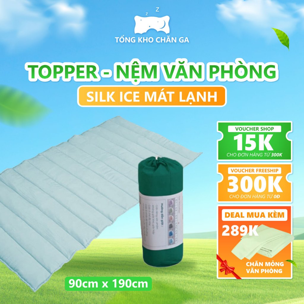 Đệm Topper Văn Phòng Silk Ice Chagota Bedding, Chất Liệu Microfiber Mềm Mại, Thiết Kế Gấp Gọn Tiện L
