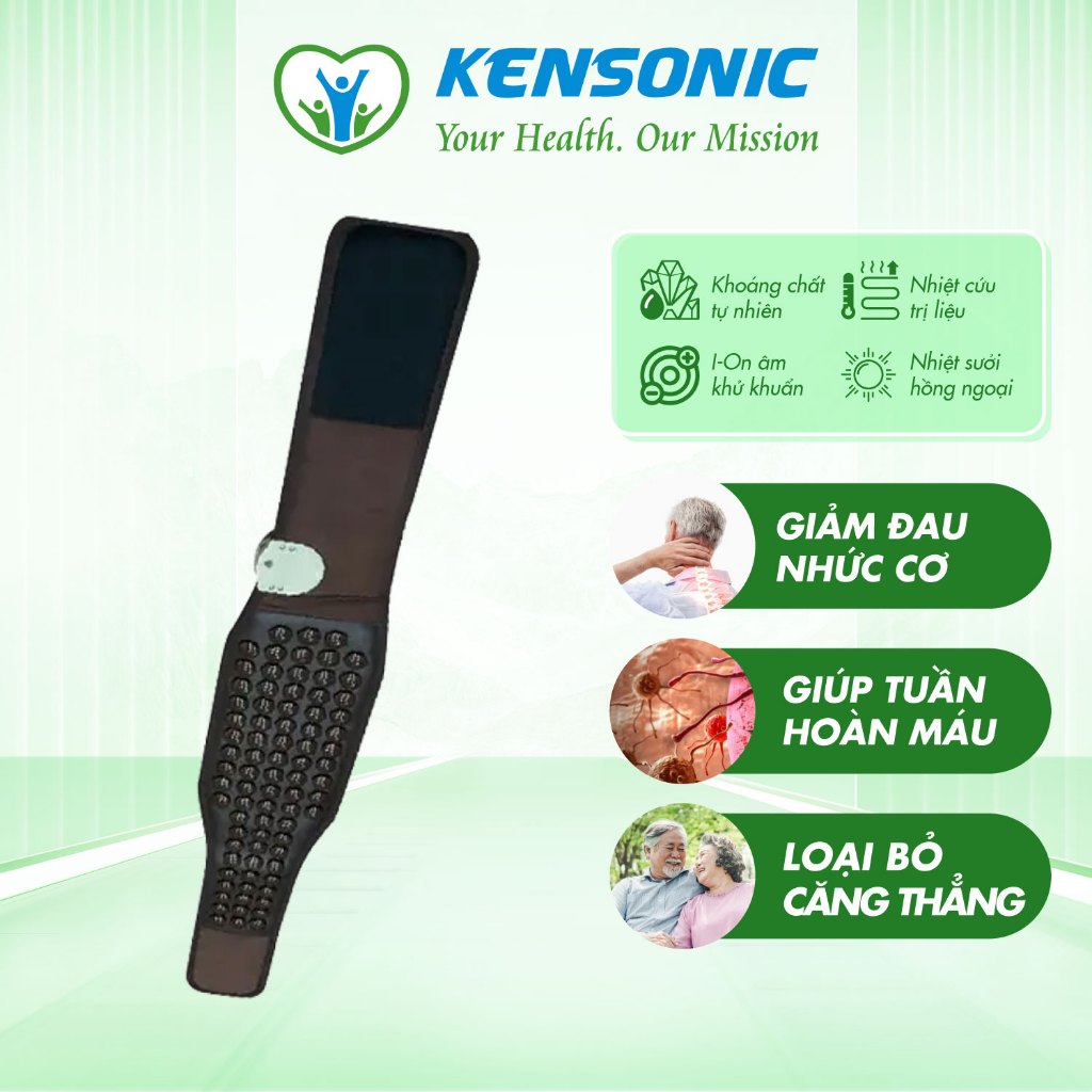 Đai Đá Nóng Tourmaline Hàn Quốc KENSONIC KS- Belt 208, Hỗ Trợ Giảm Đau Nhức Lưng, Cải Thiện Tuần Hoàn Máu 19x120cm