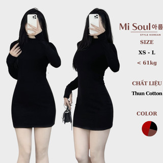  Váy Body Dài Tay Có Xỏ Ngón Cổ 3 Phân Dáng Ngắn Chất Thun Cotton Misoul Đầm Mini Thun Cotton Dài Tay 361 