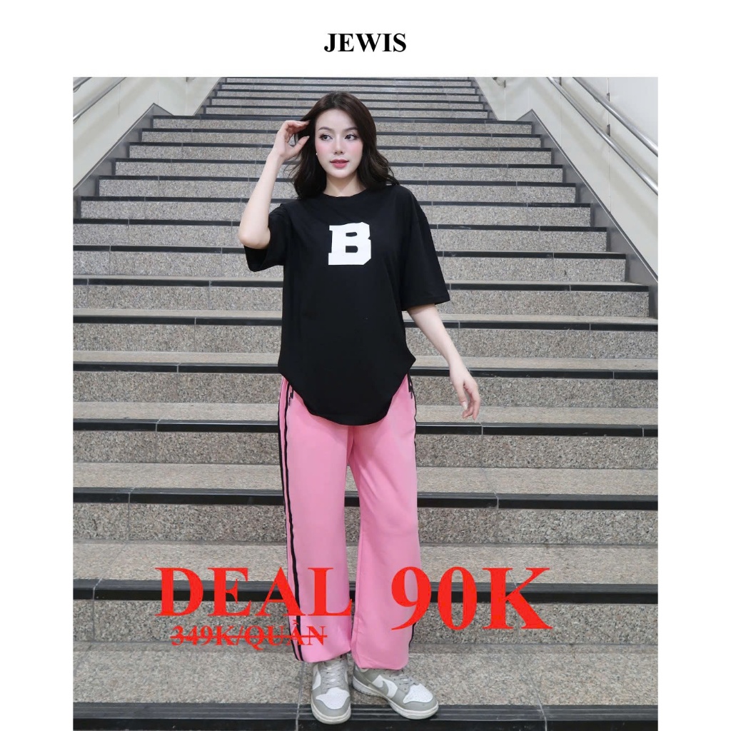 Quần Jogger Jewis Hồng Kẻ Sọc Đen Phong Cách Thể Thao Cá Tính - J495