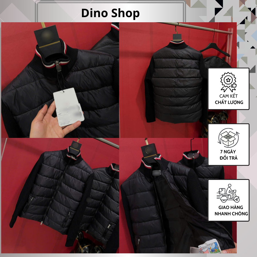 Khoác Nam Mon Phao Tay Phối Len Cực Chất - Áo Khoác Nam Mon Cờ Le Logo Thêu Siêu Đẹp