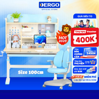   Quà + Voucher 400K  Bộ Bàn Học DERGO LEO X1000H Chống Gù Chống Cận Cao Cấp Giá Sách Lớn 
