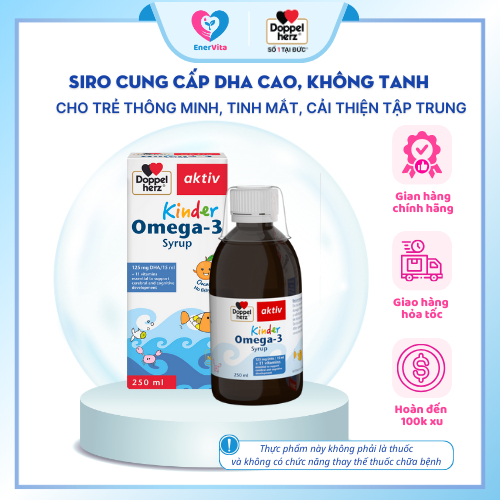 Siro DHA Omega-3 cho bé Doppelherz Aktiv Kinder Omega-3 Syrup 250ml giúp sáng mắt, thông minh