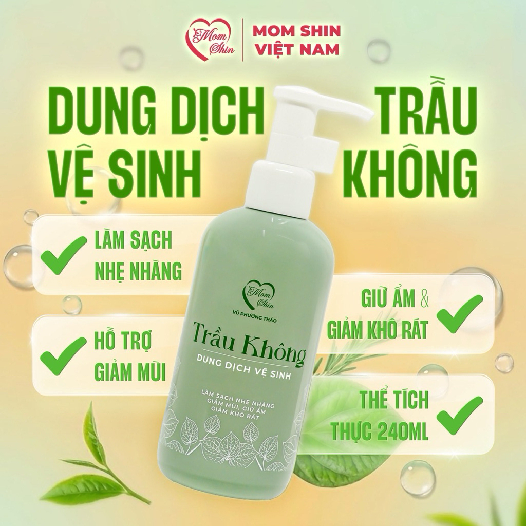 [MUA 1 TẶNG 1] Dung Dịch Vệ Sinh Trầu Không MOM SHIN 240ml | DDVS Phụ Nữ Mẹ Bầu Sau Sinh, Mẹ Thảo