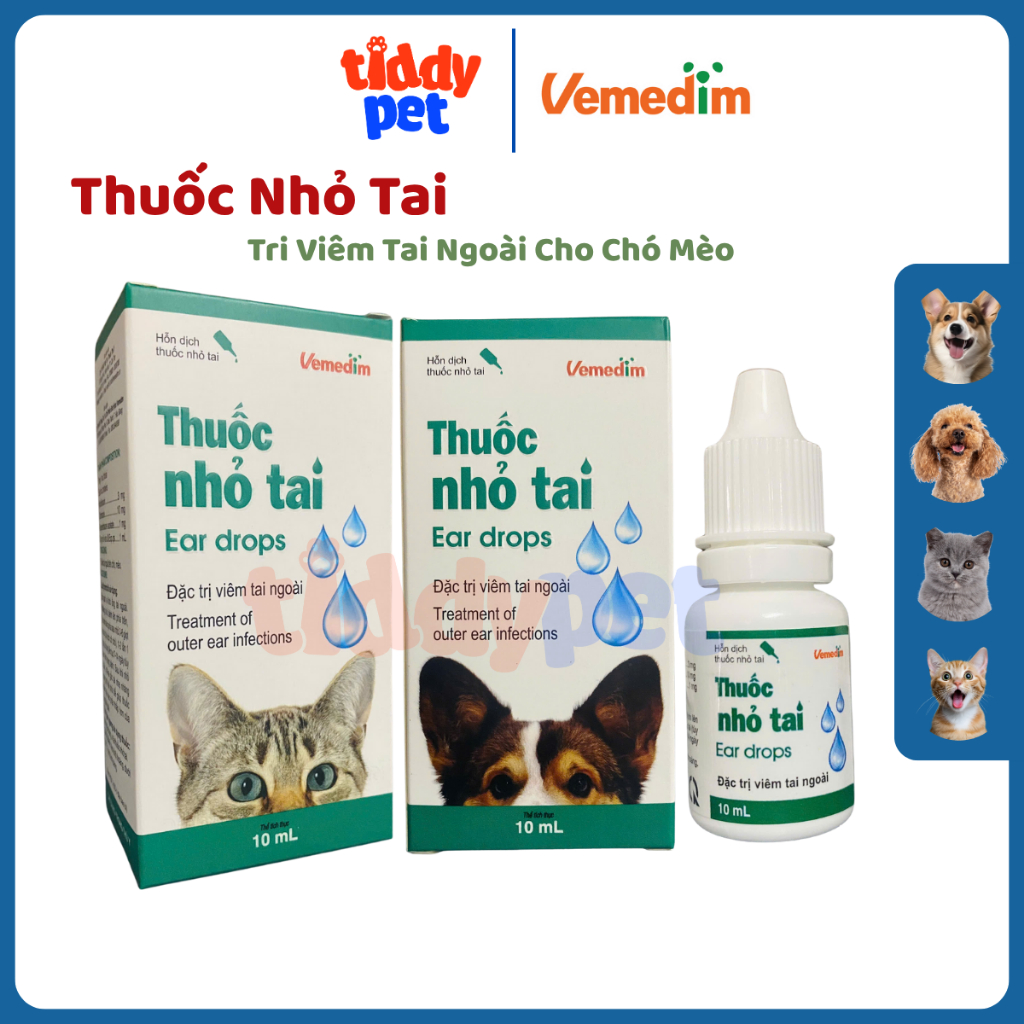 VMD Chai Nhỏ Tai Tri Viêm Tai Ngoài Cho Chó Mèo - Chai 10ml