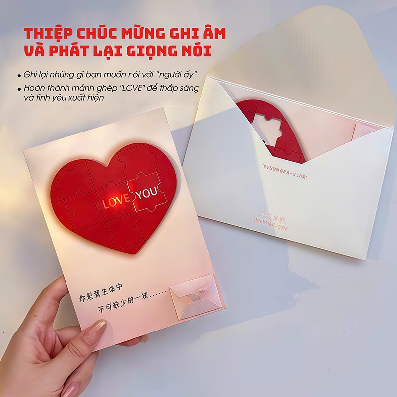 Thiệp chúc mừng ghi âm và phát lại giọng nói, quà tặng dành cho bạn trai/bạn gái, lời tỏ tình dễ thương