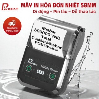 Máy In Hóa Đơn Nhiệt Bluetooth Rhebar 58mm – Model EG582BT–In Nhanh 90mm/s–Pin 7 Ngày–Độ Nét 203dpi
