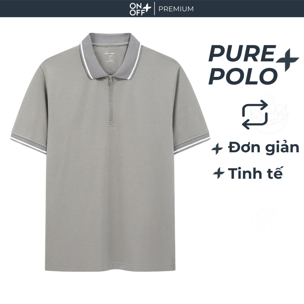Áo polo nam kéo khóa cotton tổng hợp hiện đại thanh lịch ONOFF -18TP25S467