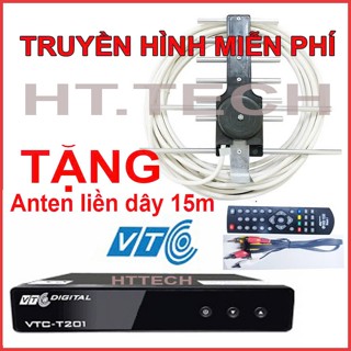 đầu thu truyền hình số mặt đất DVB T2 VTC T201  tăng anten kèm dây 15m