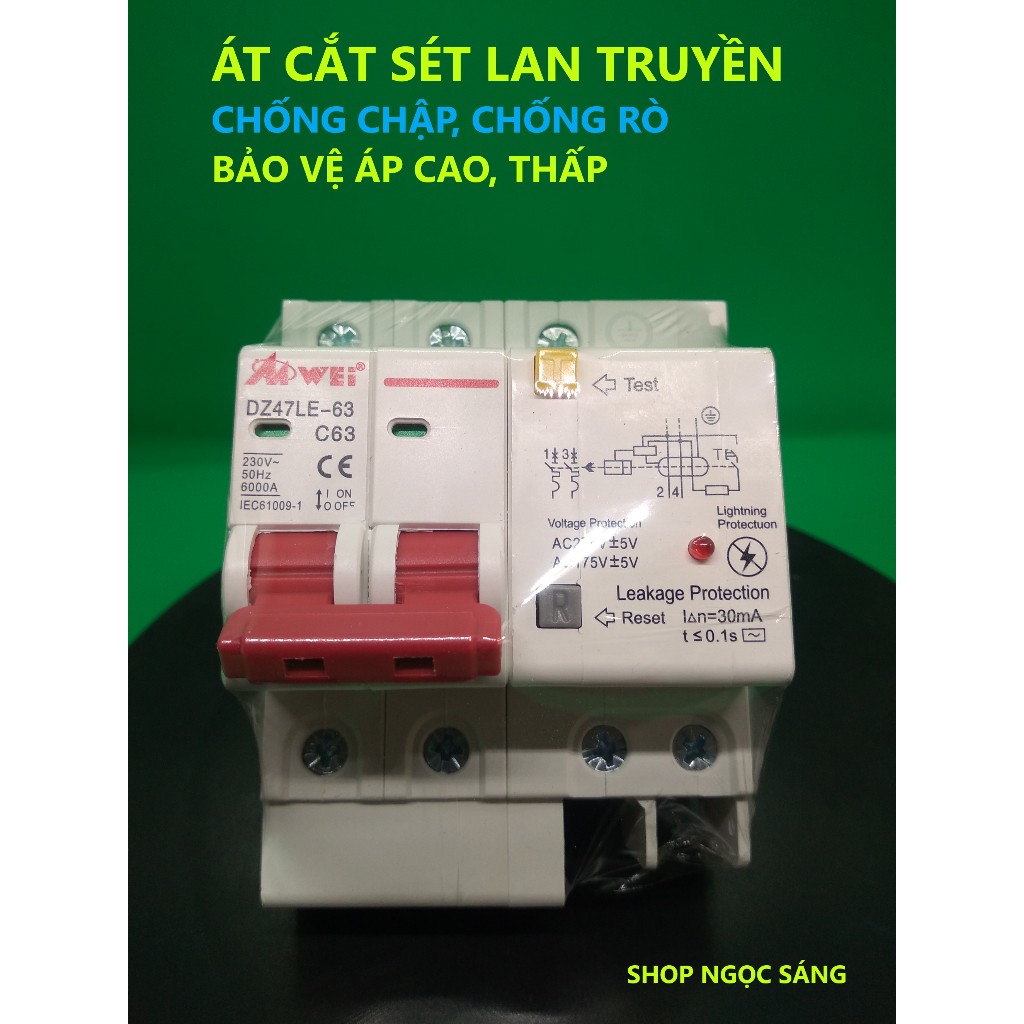 ÁT cắt sét lan truyền đa năng aptomat chống sét chống chập chống rò hàng chính hãng chất lượng cao
