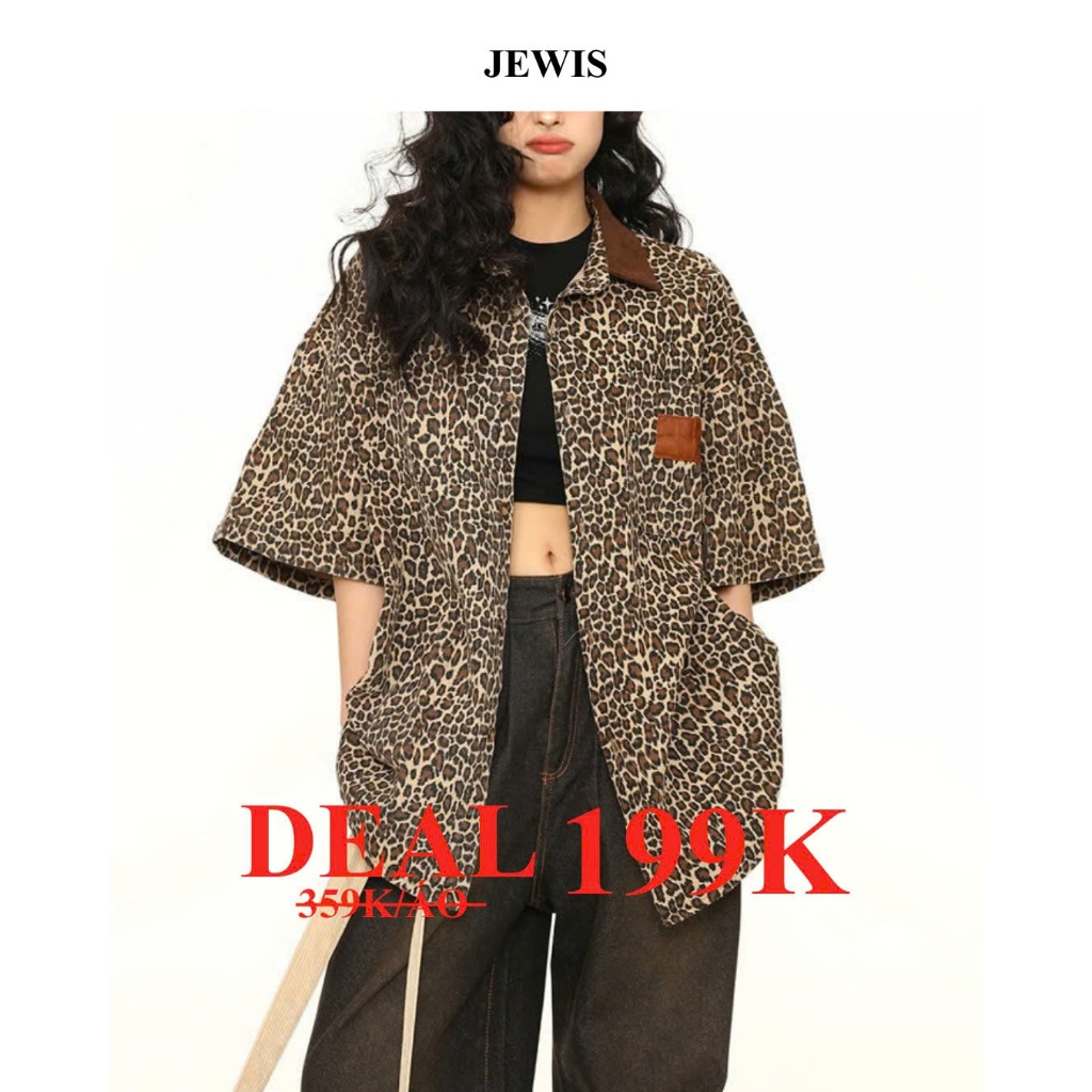 Áo Sơ Mi Jewis Hoạ Tiết Da Báo Phong Cách Cá Tính - J671