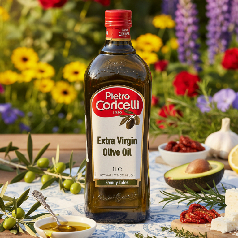 Dầu Oliu extra virgin Pietro Coricelli 1L nhập khẩu Italy