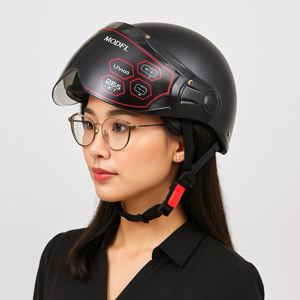 mũ bảo hiểm nửa đầu có kính chính hãng sundy a33k nhiều màu sắc