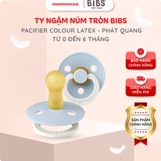Ty ngậm BIBS Pacifier Colour Latex phát quang núm tròn cao su tự nhiên Size 1 cho bé 0-6M