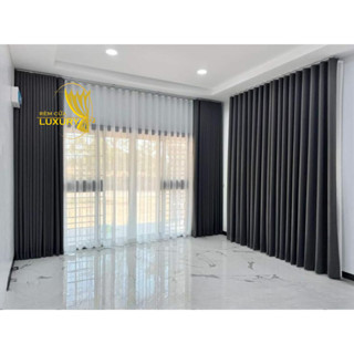  Rèm chống nắng cao cấp Xám Đậm màn cửa loại 1 Luxury với chất vải mềm mịn decor trang trí phòng ngủ phòng khách LUXJP 