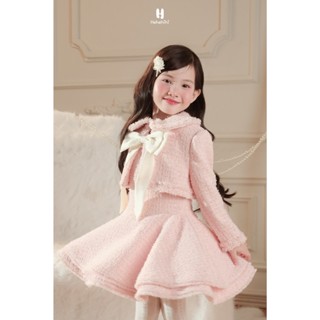    HEHEHIHI   -   BST Thu đông 2025   - Set áo khoác + váy dạ tweed bé gái " Ribbon " - V194 