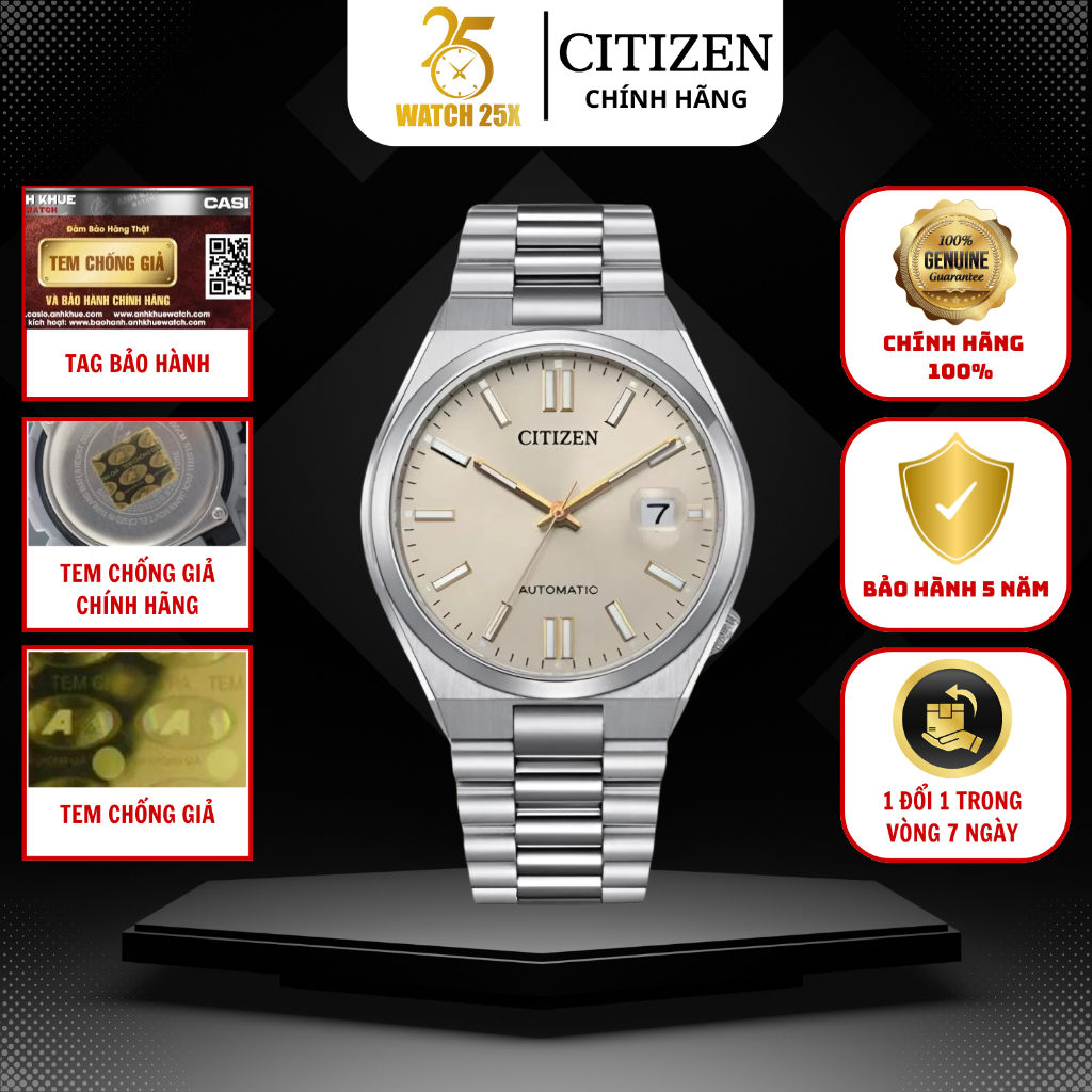 Đồng Hồ Nam Citizen NJ0151-88W Watch25x - Dây Thép Không Gỉ Mặt Vàng Nhạt Luxury Sport