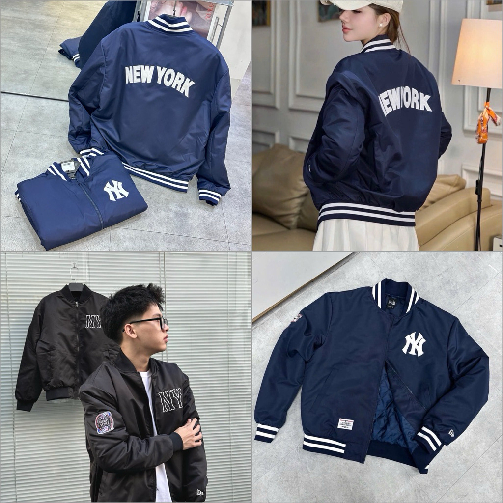 [CHÍNH HÃNG] Áo Khoác NEW ERA x MLB KOREA ZIP NEYYAN NAVY 14112335 * ÁO Bomber Jacket HÀNG CHÍNH HÃN
