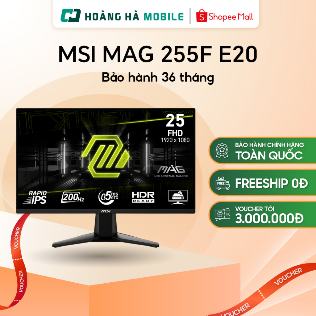 Màn hình MSI MAG 255F E20 (24.5 inch/Rapid IPS/200Hz/0.5ms) - Chính hãng