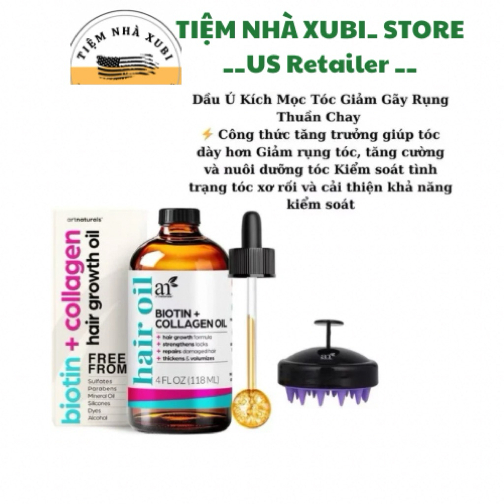 [Mỹ_Tặng Lược Massage] Serum Ủ Kích Mọc Tóc Biotin + Collagen Giúp Tóc Mọc Dày Và Dài ArtNatrual 118