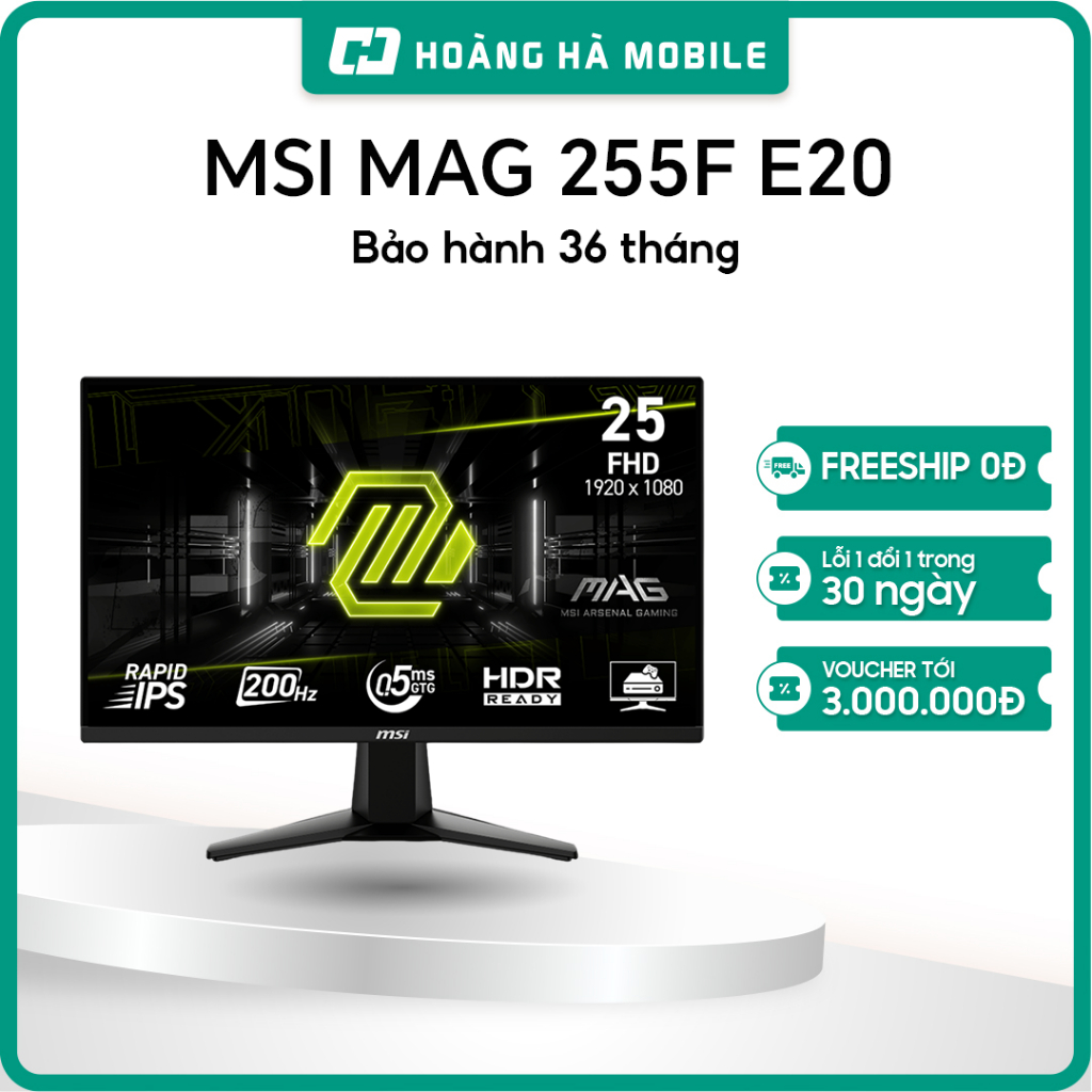 Màn hình MSI MAG 255F E20 (24.5 inch/Rapid IPS/200Hz/0.5ms) - Bảo hành Chính hãng