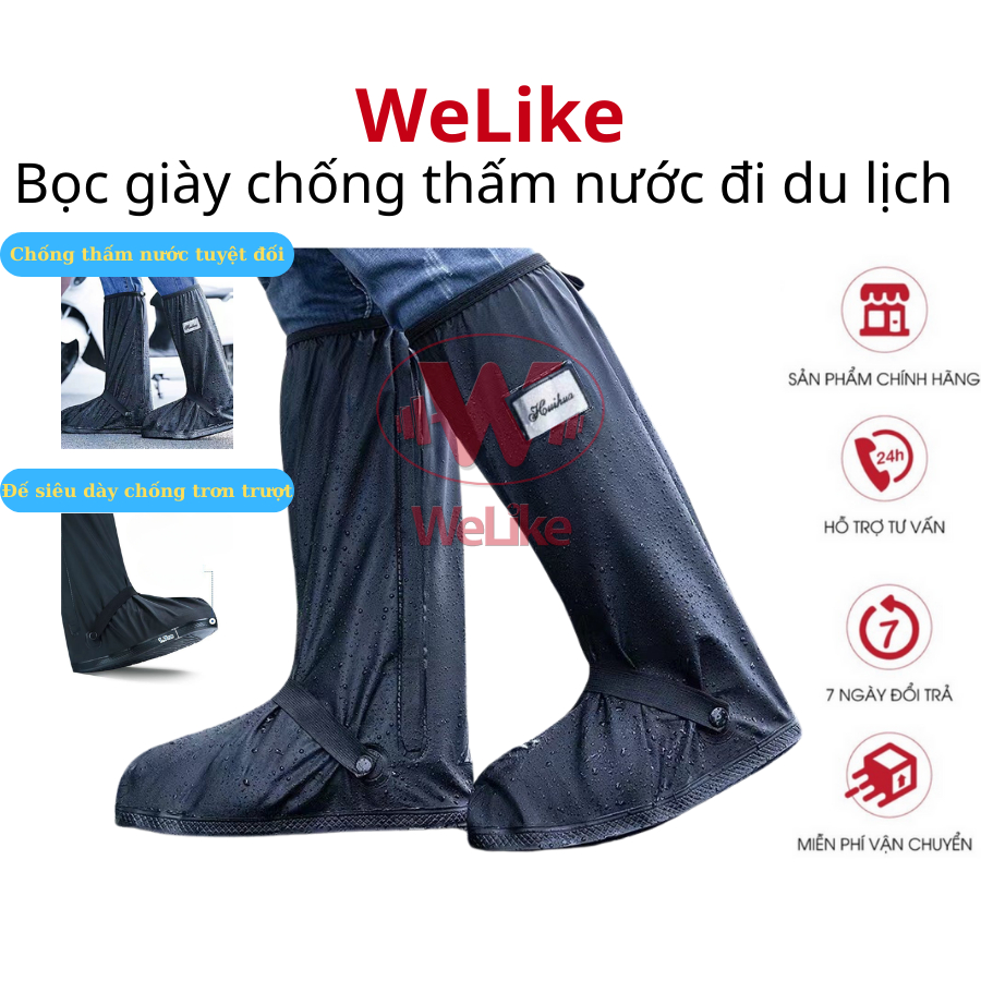 Bọc giày đi mưa Welike - Bảo vệ Giày ủng đi mưa đi du lịch leo núi nam nữ chống nước cổ cao đế cao su chống trơn trượt