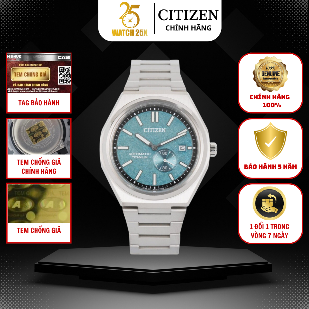 Đồng Hồ Nam Citizen NJ0180-80X Watch25x - Titanium Mặt Xanh Ngọc Cá Tính Cơ Tự Động