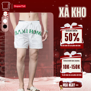  GIẢM 50%  Quần short nam PURA BAMI HOME BM quần vải dù kháng nước có dây rút lưng thun form trên gối QB09 