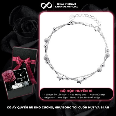 [HCM Hỏa Tốc] Lắc tay bạc nữ KYDOPAL vòng tay kép hình sao mix charm bi phay cát lấp lánh trang sức 925 - PAL9C12L20