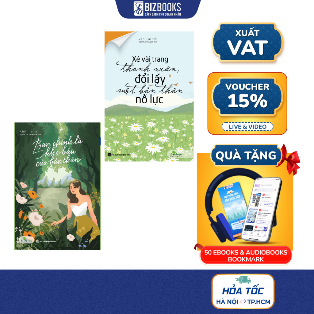 Combo 2 sách - Xé Vài Trang Thanh Xuân, Đổi Lấy Một Bản Thân Nỗ Lực & Bạn chính là kho báu của bản t