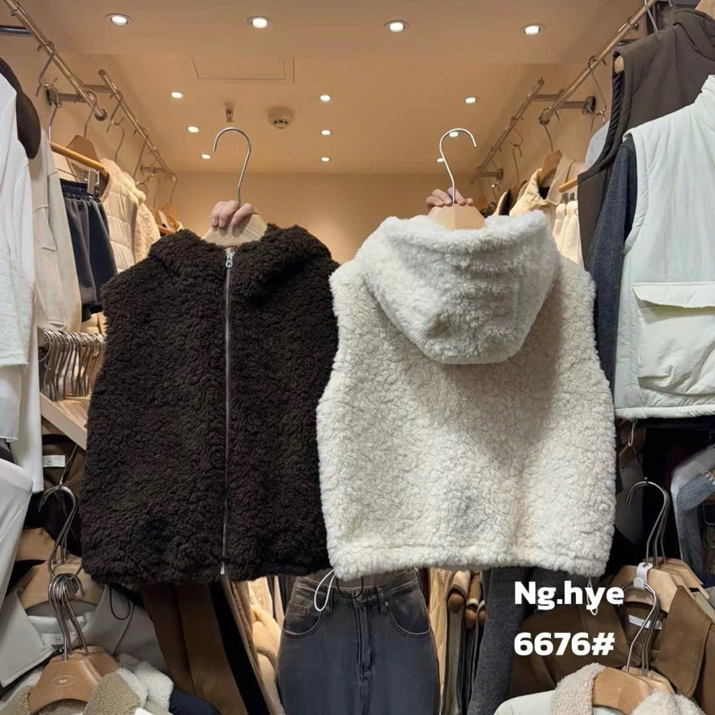 HYERI- Áo Gile Lông Có Mũ + Hàng QCCC 100%