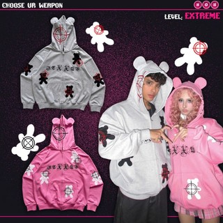 Áo khoác Hoodie NEXXUS TEDDY CRISIS HOODZIP - Thiết kế tai gấu độc đáo, họa tiết gấu thêu viền, thêu điểm ngắm