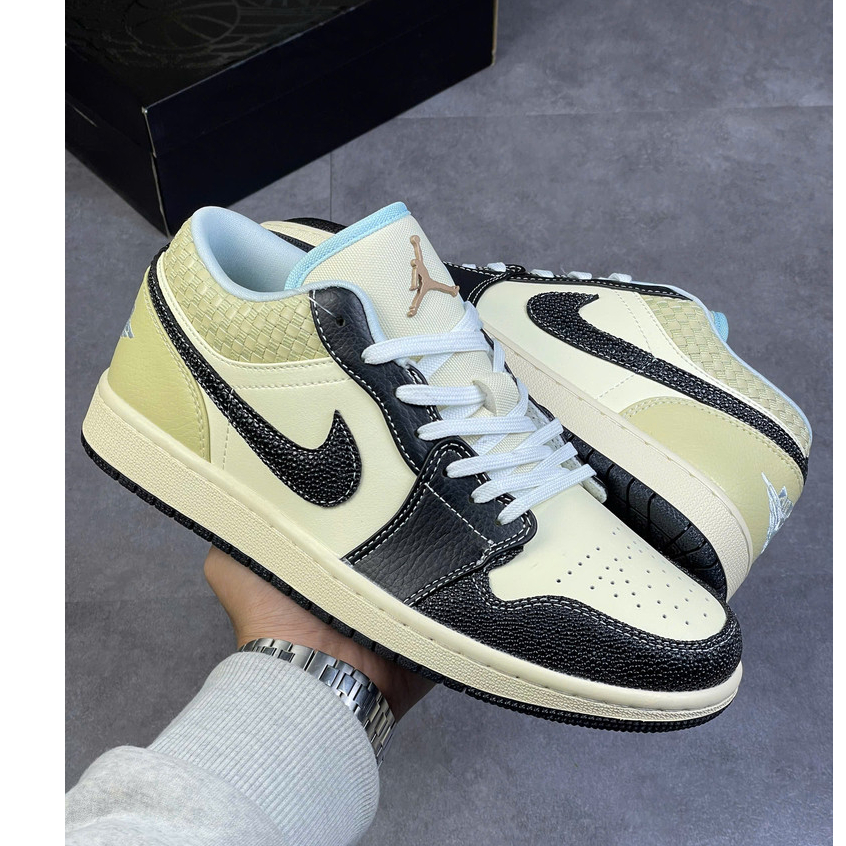 Giày Thể Thao JD1 Low Coconut Milk Black - Giày JD1 Màu Vàng Đen Da Dừa