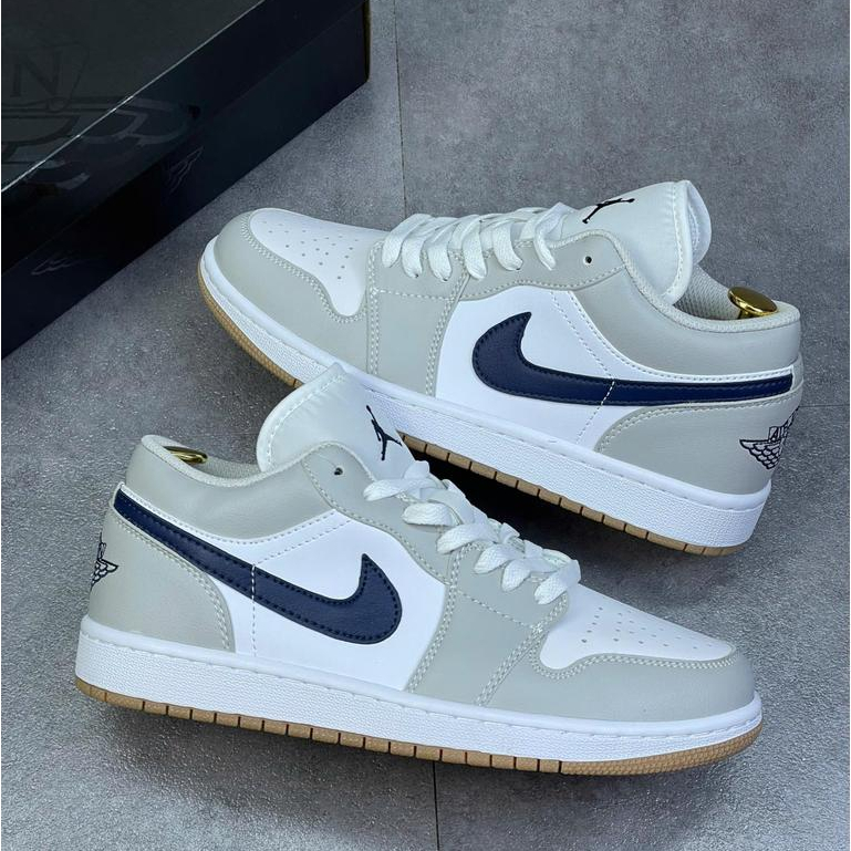 Giày Thể Thao JD1 Low SE  Georgetown _ Giày JD1 Cổ Thấp Màu Xám Vạch Xanh Than