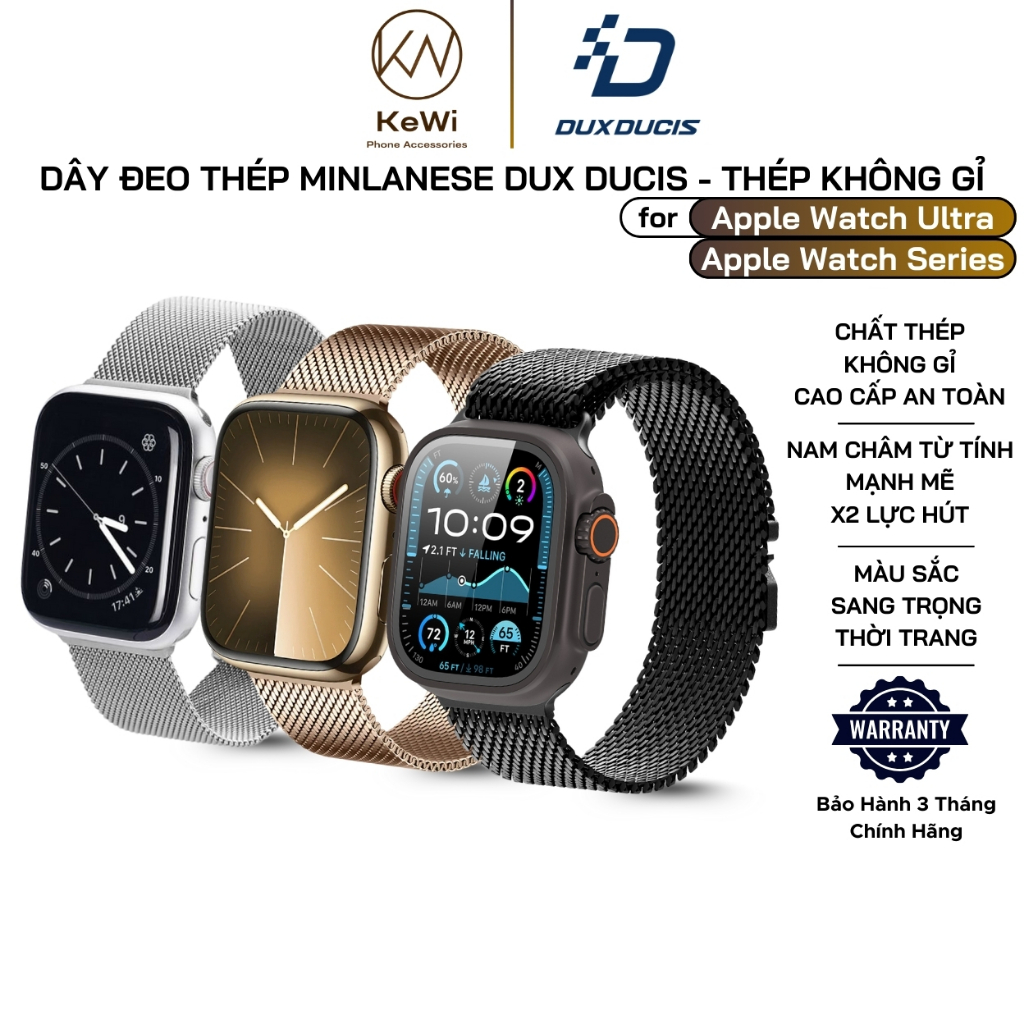 Dây Đeo Thép Thay Thế Dành Cho Apple Watch Ultra 2/1, Apple Watch Series 11-3/SE/SE2/SE3, Dux Ducis 