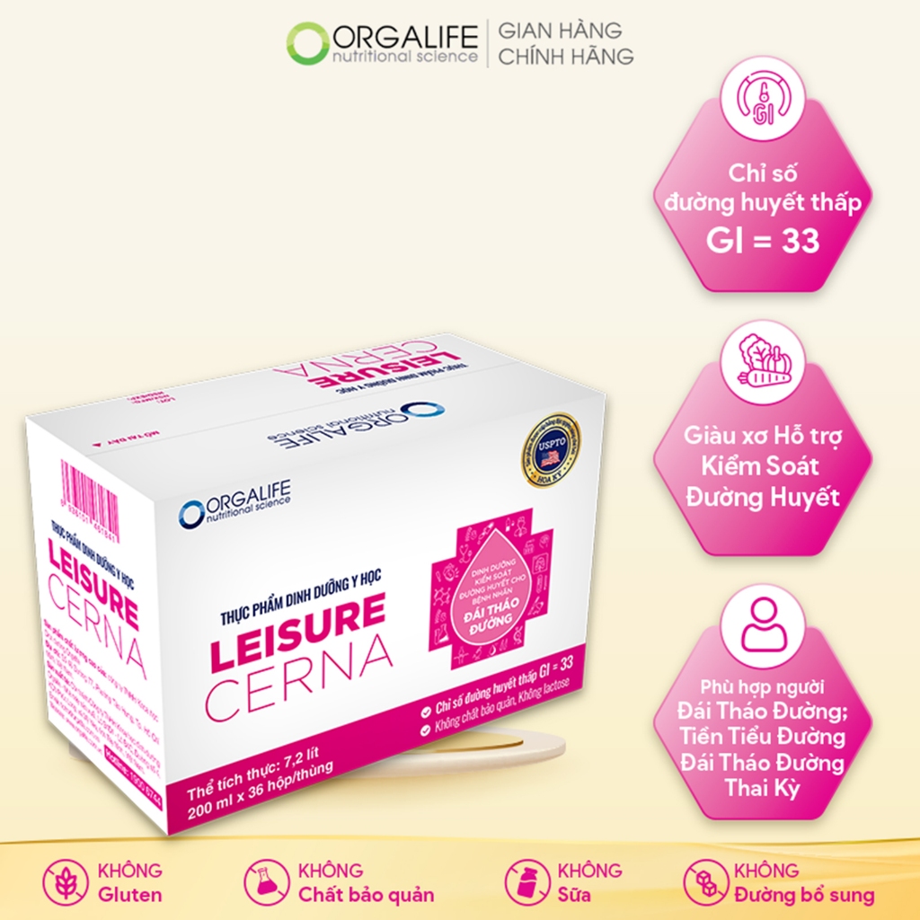 LEISURE CERNA - Soup uống dinh dưỡng kiểm soát đường huyết - Thùng 36 Hộp x 200ml