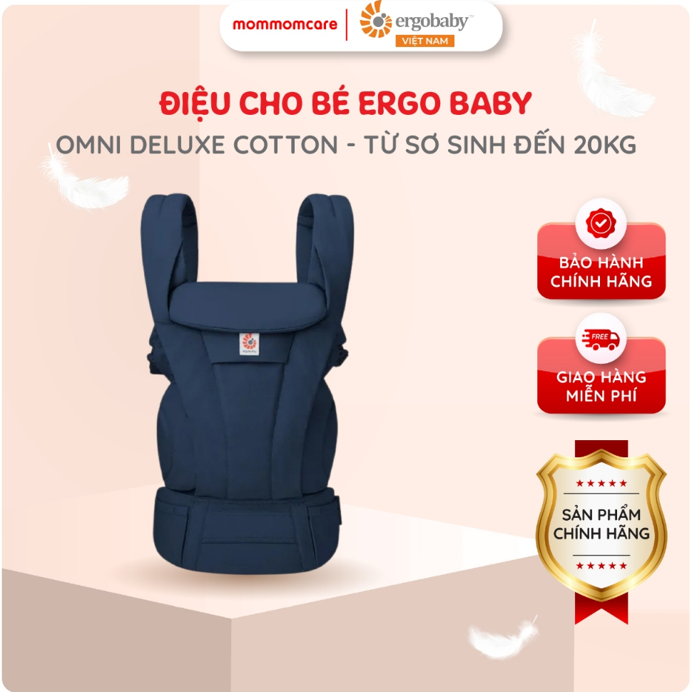 Địu Ergobaby Omni Deluxe Cotton cho bé từ sơ sinh đến 20kg, vải cotton mềm mại, an toàn