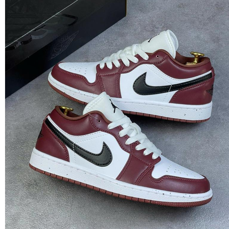 Giày Thể Thao JD1 Low Bordeaux - Giày JD1 Cố Thấp Màu Đỏ Mận Vạch Đen