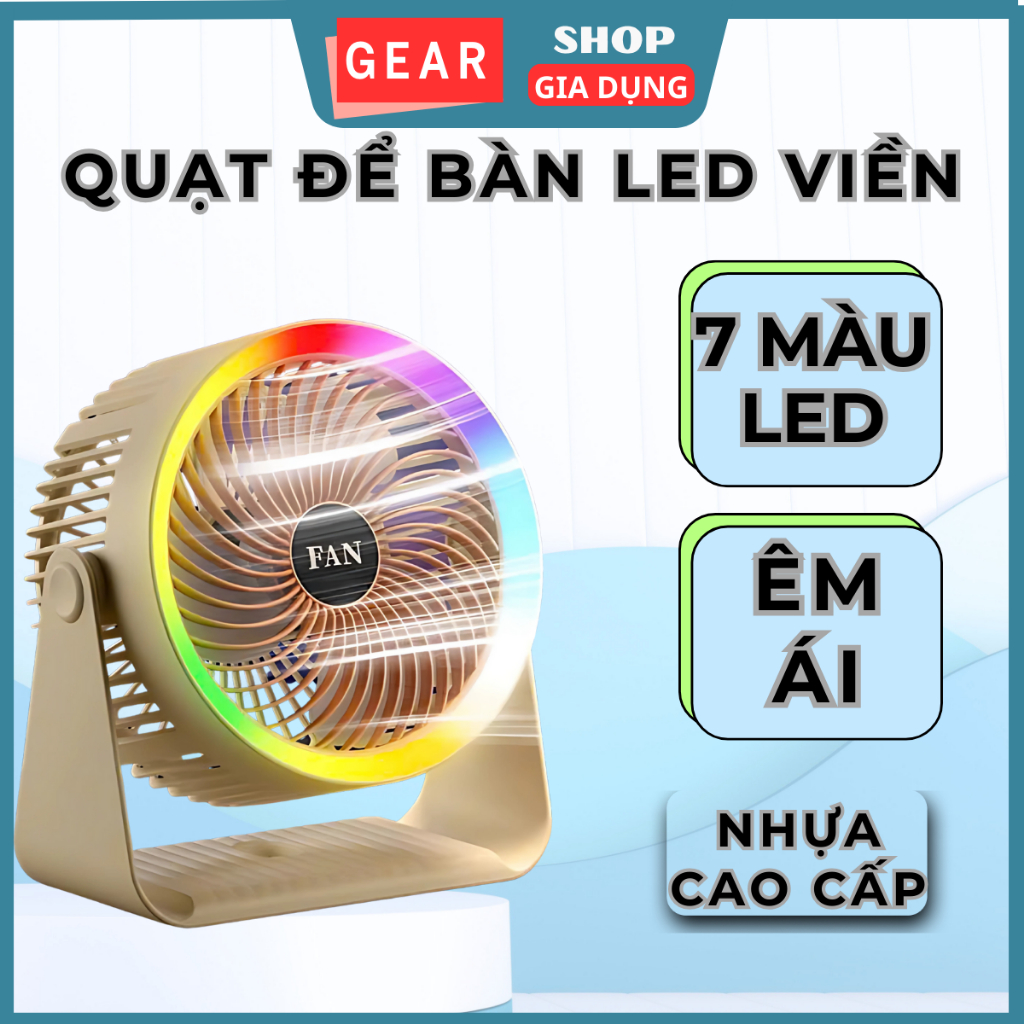 Quạt để bàn tích điện sạc pin GEARSHOP quạt treo tường quạt lưu thông không khí pin 4000mAh