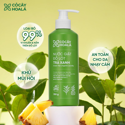 8.8 COMBO 2 Chai Nước Giặt Đồ Lót Trà Xanh Cỏ Cây Hoa Lá 350g Tặng Kèm Túi Vải
