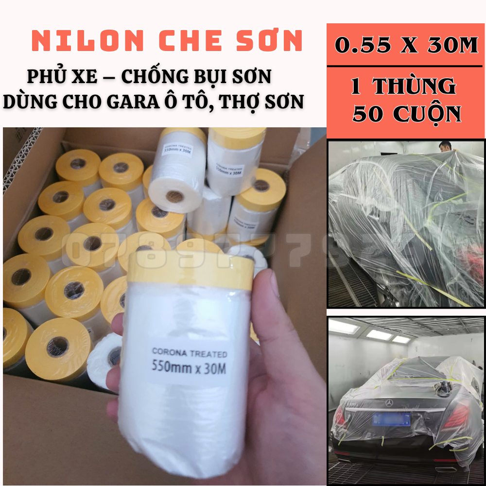 [ THÙNG 25-50 CUỘN ] Nilon Che Sơn 0.55m x 30m / 1.1m x 30m – Phủ Xe – Chống Bụi Sơn – Cho Gara Ô Tô