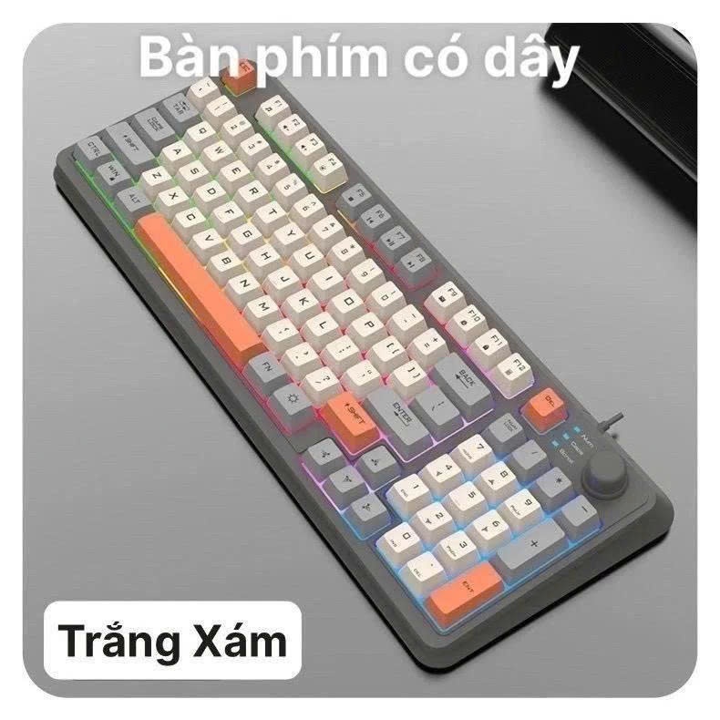 Bàn phím có dây K81 giả cơ gaming có núm xoay chỉnh âm lượng thiết kế có đèn led 7 màu kèm theo nút vặn âm lượng | BigBuy360 - bigbuy360.vn