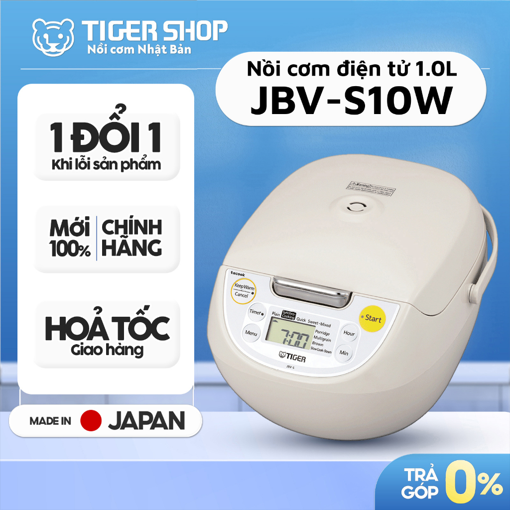 Nồi Cơm Điện Tử TIGER JBV-S10W 1 Lít - MADE IN JAPAN [Có Hỏa Tốc - CHÍNH HÃNG]