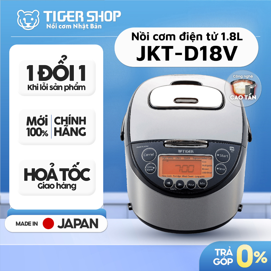 JKT-D18V -- Nồi Cơm Điện Tử Cao Tần TIGER JKT-D18V 1.8 Lít [Có Hỏa Tốc - CHÍNH HÃNG]