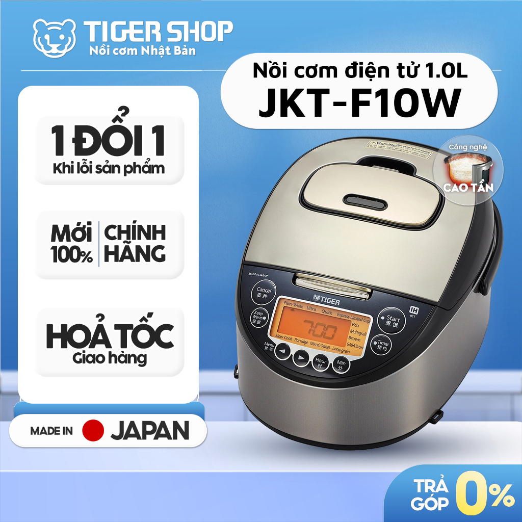 Nồi Cơm Điện Tử Cao Tần TIGER JKT-F10W 1 Lít - 13 chế độ nấu cài đặt sẵn, Made In Japan [Có Hỏa Tốc 